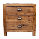 Wooden side table with two drawers on a white background