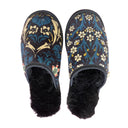 Dark Floral Medium Black Slippers