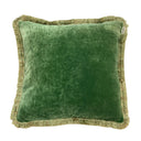 Emerald Green 55x55cm Fringed Velvet Cushion