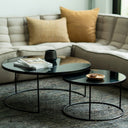 Ethnicraft Nesting Coffee Table Set - Charcoal Heavy Aged Mirror