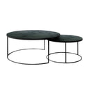 Ethnicraft Nesting Coffee Table Set - Charcoal Heavy Aged Mirror