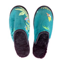 Floral Lagoon Large Black Slippers