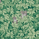 Foglie e Civette Forest Green Wallpaper