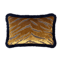 Gold Bengal Tiger Velvet 35x60cm Fringed Cushion
