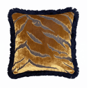 Gold Bengal Tiger Velvet 40x40cm Fringed Cushion
