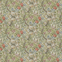 Golden Lily Green Gold Linen Blend Fabric