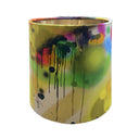 Colourful conical lampshade crafted with Timorous Beasties' Graffiti Allover velvet with abstract art on a white background