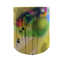 Colourful conical lampshade crafted with Timorous Beasties' Graffiti Allover velvet with abstract art on a white background