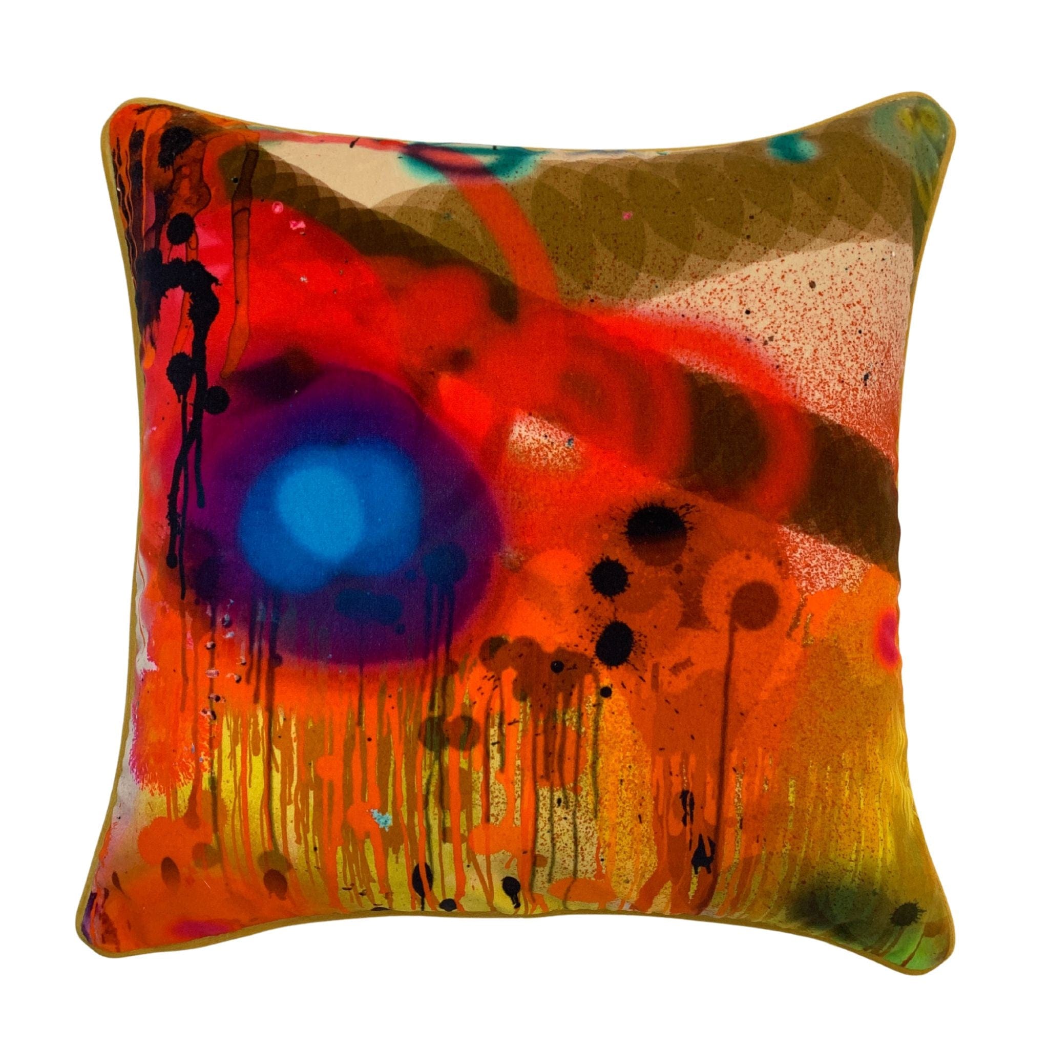 Graffiti Splatter Velvet Cushion 45x45cm – Luxury Designer Cushion