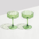 Two Wave Coupe Glasses in Green