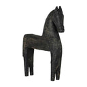Wooden horse sculpture on a white background
