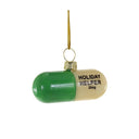 Green and beige pill-shaped ornament with 'Holiday Helper' text on a white background