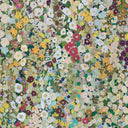 Multicolored floral pattern with various flowers in a dense arrangement.