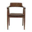 Wooden chair with brown cushion on a white background