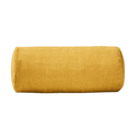 A cylindrical bolster pillow in a textured mustard yellow fabric, shown against a plain white background.