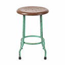 Industrial Teak & Metal Stool