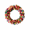 Colorful wreath made of multicolored balls on a white background