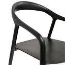 Black chair with curved design on a white background