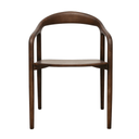 Brown wooden chair with armrests on a white background