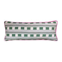 Rectangular cushion in the green colourway of Lost and Found by Christopher Farr on a white background
