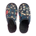 Midnight Daisy Medium Black Slippers