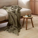 mosman-olive-wool-throw-in-use_Little-and-Fox