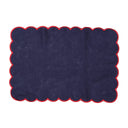 Navy and Red Scalloped Placemat Set