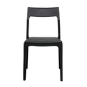Black wooden chair with black leather seat on a white background