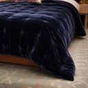 Pin Velvet Coverlet Navy Blue