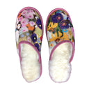 Pink Hollyhocks XL White Slippers