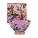 Pink ceramic bowl with animal illustrations and matching box featuring the brand 'Ortigia Sicilia'.
