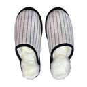 Pinstripe Linen Large White Slippers