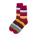 Colorful striped socks on a white background