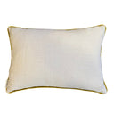 Rectangular pillow with a textured surface and yellow trim on a white background