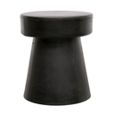 Black cylindrical concrete stool on a white background