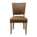 Brown leather dining chair on a white background