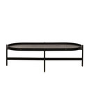 Black wood metal coffee table on a white background