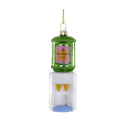 Glass Rose Cooler Christmas ornament featuring a green champagne bottle cooler and miniature rosé champagne scene.