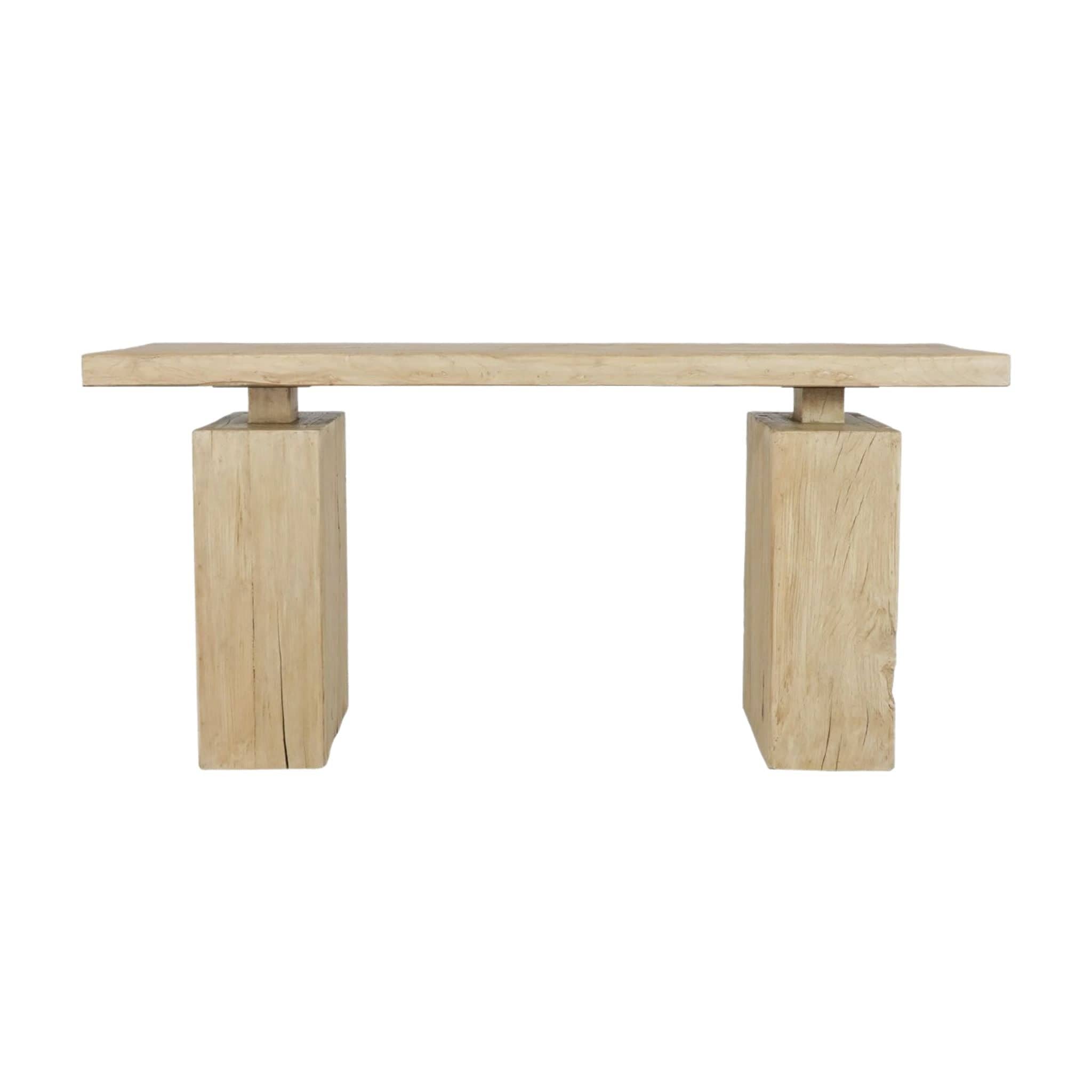 Rowan Square Leg Console Natural – Reclaimed Elm Console | Little & Fox