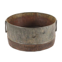 Vintage-style metal tub with handles on a white background