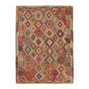 Multicolored patterned rug on a white background