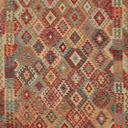 Multicolored patterned rug on a white background