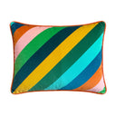 Sherbet Stripe Velvet 55x45cm Piped Cushion