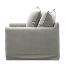 Gray sofa with two pillows on a white background