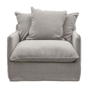 Gray armchair with cushions on a white background