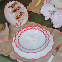 Small Red Edge Scallop Bowls Set