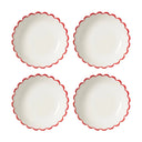 Small Red Edge Scallop Bowls Set