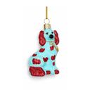 Staffordshire Dog Small Ornament - Preppy Aqua Red