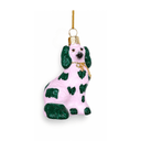 Staffordshire Dog Small Ornament - Preppy Pink Green