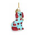Staffordshire Dog Small Ornament - Preppy Aqua Red